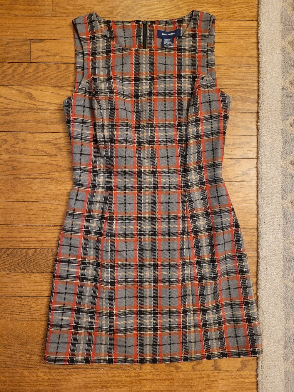 The Limited Gray Plaid Sheath Dress with Red and Black Accents
